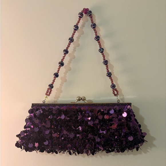 Funky purple sequin clutch bag - Picture 1 of 1